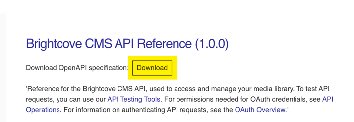 Descargar la especificación de API abierta