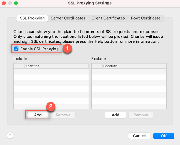 Configuración de proxy SSL